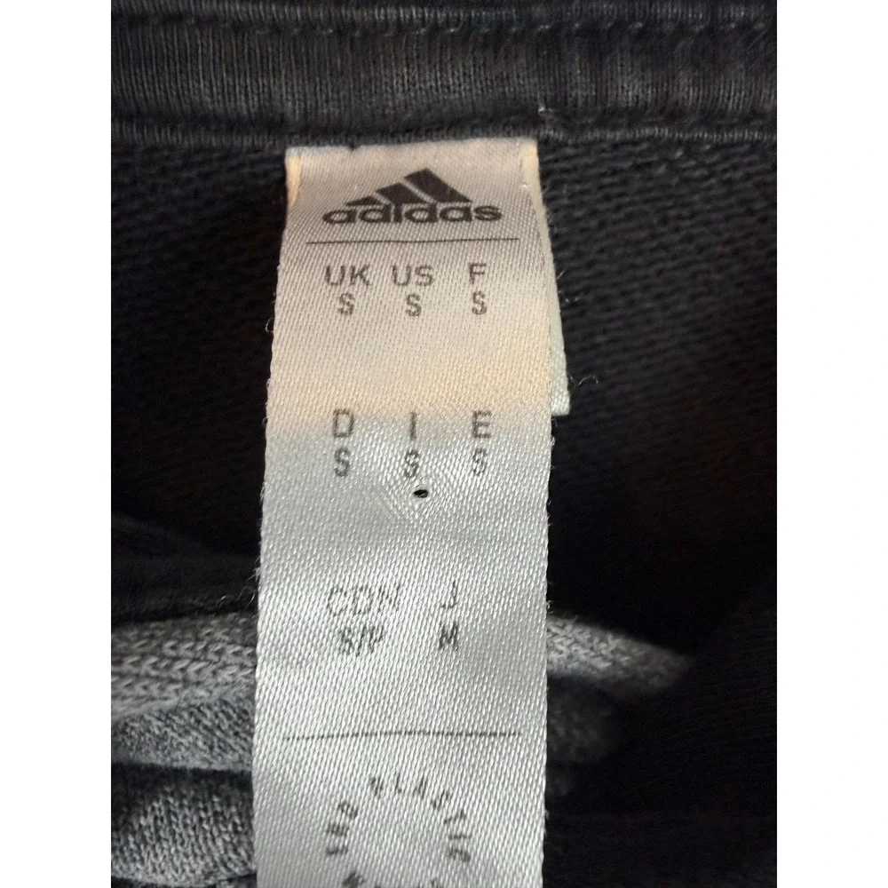 Adidas Hoodie Mens Small Black Gray 3-Stripes Pullover Kangaroo Pocket Mens
